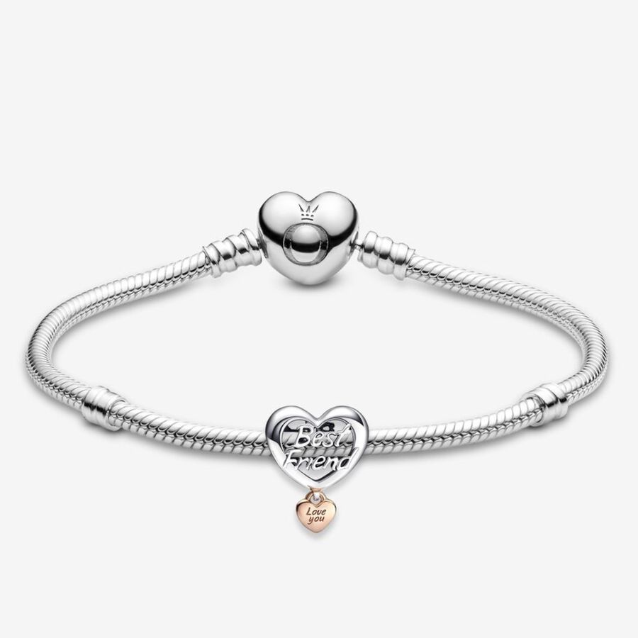 Best Friend Heart Charm and Bracelet Gift Set image number 0